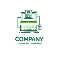 Code. coding. computer. monoblock. screen Flat Business Logo template. Creative Green Brand Name Design. vector