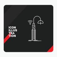 Red and Black Creative presentation Background for lights. street. wifi. smart. technology Line Icon vector