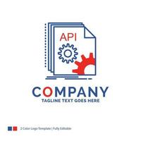 diseño de logotipo de nombre de empresa para api. aplicación codificación. desarrollador. software. diseño de marca azul y rojo con lugar para eslogan. plantilla de logotipo creativo abstracto para pequeñas y grandes empresas. vector