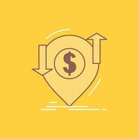 transacción. financiero. dinero. Finanzas. transferir icono lleno de línea plana. hermoso botón de logotipo sobre fondo amarillo para ui y ux. sitio web o aplicación móvil vector