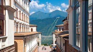 Sochi, Russia - August 30, 2021 Resort Krasnaya Polyana Eun The Mountains. photo