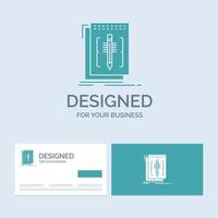 Code. edit. editor. language. program Business Logo Glyph Icon Symbol for your business. Turquoise Business Cards with Brand logo template. vector