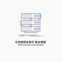 server. storage. rack. database. data Purple Business Logo Template. Place for Tagline vector