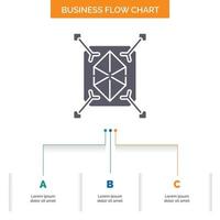 Object. prototyping. rapid. structure. 3d Business Flow Chart Design with 3 Steps. Glyph Icon For Presentation Background Template Place for text. vector