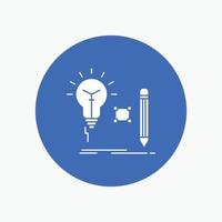 Idea. insight. key. lamp. lightbulb White Glyph Icon in Circle. Vector Button illustration