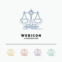 Balance. decision. justice. law. scale 5 Color Line Web Icon Template isolated on white. Vector illustration