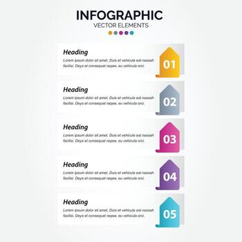 Presentation business Vertical Infographic template with 5 options vector