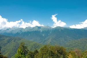 Sochi, Russia - 22 April 2022 Mountain peaks in Krasnaya Polyana photo