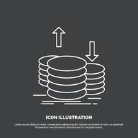 coins. finance. capital. gold. income Icon. Line vector symbol for UI and UX. website or mobile application