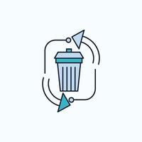 waste. disposal. garbage. management. recycle Flat Icon. green and Yellow sign and symbols for website and Mobile appliation. vector illustration