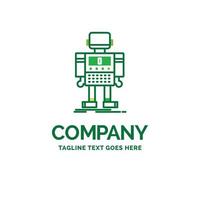autonomous. machine. robot. robotic. technology Flat Business Logo template. Creative Green Brand Name Design. vector