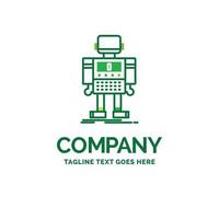 autonomous. machine. robot. robotic. technology Flat Business Logo template. Creative Green Brand Name Design. vector