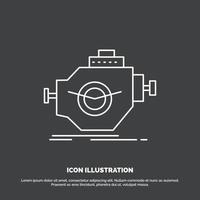 Engine. industry. machine. motor. performance Icon. Line vector symbol for UI and UX. website or mobile application