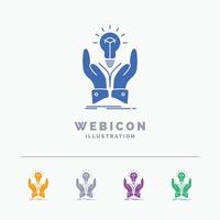 idea. ideas. creative. share. hands 5 Color Glyph Web Icon Template isolated on white. Vector illustration
