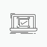 system. monitoring. checklist. Good. OK Line Icon. Vector isolated illustration