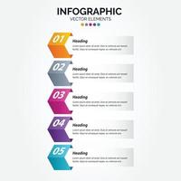 Vector Vertical Infographic design with icons. 5 options or 5 steps. process diagram. flow chart. info graph