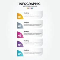 diseño de línea delgada de infografía vertical vectorial con iconos y 5 opciones o pasos. infografía vertical para el concepto de negocio. se puede utilizar para banner de presentaciones. diseño de flujo de trabajo vector