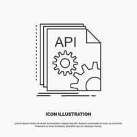 API. aplicación codificación. desarrollador. icono de programa símbolo gris vectorial de línea para ui y ux. sitio web o aplicación móvil vector