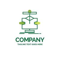 Algorithm. chart. data. diagram. flow Flat Business Logo template. Creative Green Brand Name Design. vector