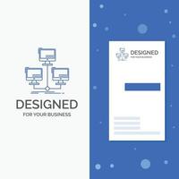 Business Logo for database. distributed. connection. network. computer. Vertical Blue Business .Visiting Card template vector