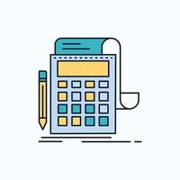 Accounting. audit. banking. calculation. calculator Flat Icon. green and Yellow sign and symbols for website and Mobile appliation. vector illustration