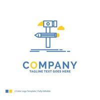 construir. diseño. desarrollar. herramienta. herramientas plantilla de logotipo de empresa azul amarillo. lugar de plantilla de diseño creativo para eslogan. vector