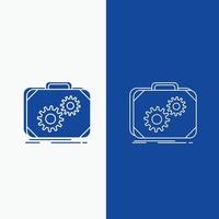 Briefcase. case. production. progress. work Line and Glyph web Button in Blue color Vertical Banner for UI and UX. website or mobile application vector