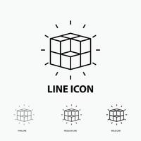 box. labyrinth. puzzle. solution. cube Icon in Thin. Regular and Bold Line Style. Vector illustration