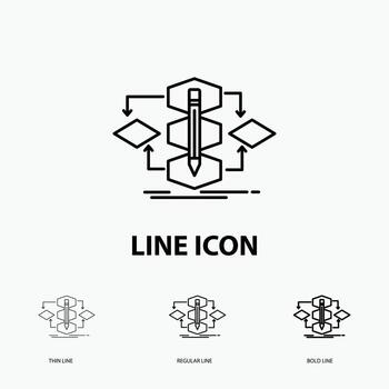 algoritmo. diseño. método. modelo. icono de proceso en fino. estilo de línea regular y en negrita. ilustración vectorial vector