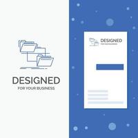 Business Logo for folder. file. management. move. copy. Vertical Blue Business .Visiting Card template vector