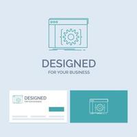 Api. app. coding. developer. software Business Logo Line Icon Symbol for your business. Turquoise Business Cards with Brand logo template vector