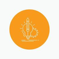 Idea. insight. key. lamp. lightbulb White Line Icon in Circle background. vector icon illustration