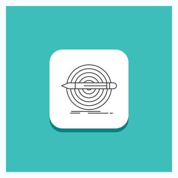 Round Button for Design. goal. pencil. set. target Line icon Turquoise Background vector