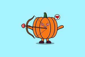 lindo personaje de dibujos animados romántico cupido calabaza vector