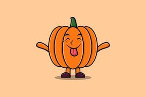 calabaza de dibujos animados lindo con expresión llamativa vector