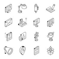 Set of Translation Linear Isometric Icons vector