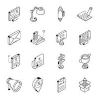 conjunto de iconos isométricos lineales de traducción vector