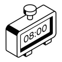 A customizable line isometric icon of digital timer vector