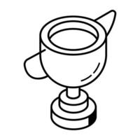 Trophy line icon in isometric style vector