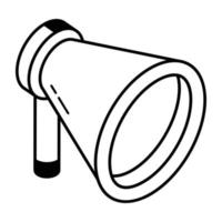 Trendy line isometric icon of megaphone vector