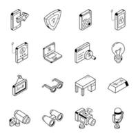 Set of Linguistics Linear Isometric Icons vector