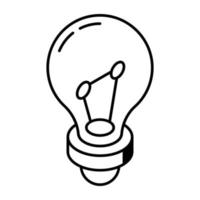 Download line isometric icon of light bulb vector