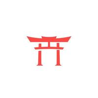 puerta, japón, vector, icono, diseño, ilustración vector