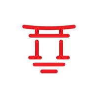 puerta, japón, vector, icono, diseño, ilustración vector