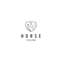 plantilla de diseño de icono de logotipo de línea de caballo vector plano