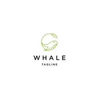 Whale line logo icon design template vector