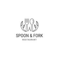 Spoon and fork nature restaurant logo icon design template vector