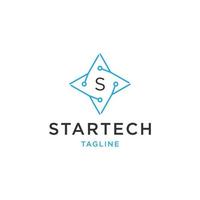 Star tech logo icon design template flat vector