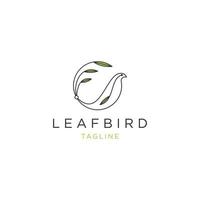 Bird leaf line logo icon design template flat vector