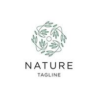 Nature flower line logo icon design template flat vector